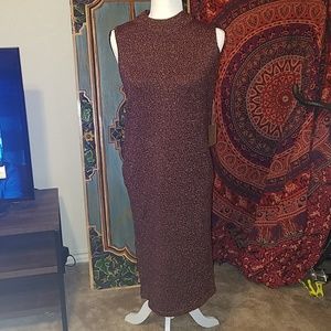 Wine & Gold Sleeveless Sweater Dress